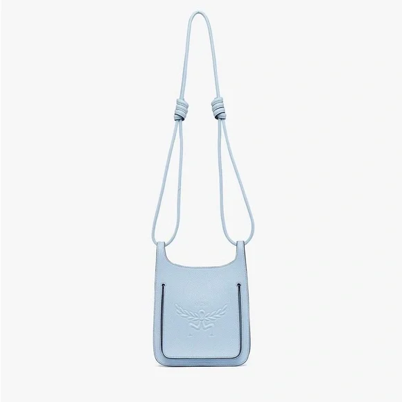 【関税&送料込】Mcm Pastel Light Blue Leather Mini Himmel Ho Mini Himmel Shopper in Embossed Logo Leather Black | MCM ®US